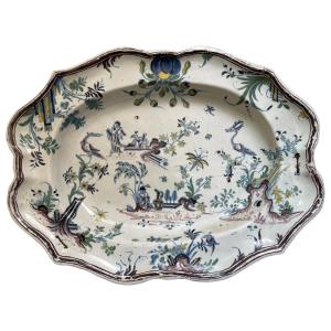Old Large Dish In Faience Moustiers Epoque 18th